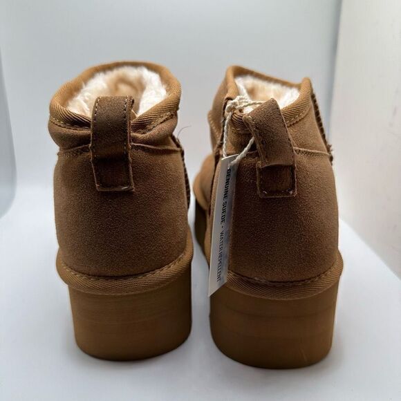 CUSHIONAIRE Women's Genuine Suede pull platform boot +Memory Foam 9 CHESTNUT - Picture 4 of 7